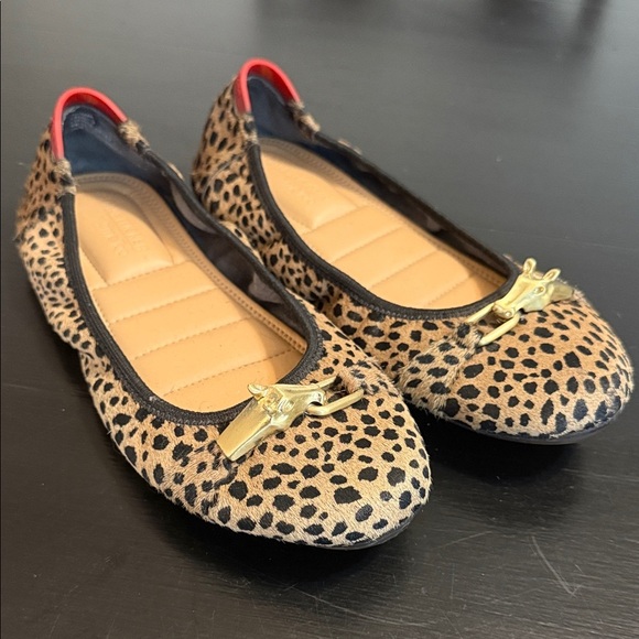 Adam Tucker Leopard Print Flats with Gold horse Detail - Picture 1 of 8